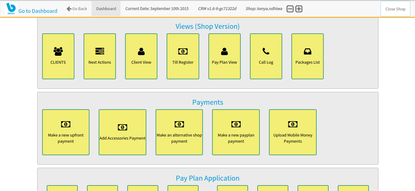 BBOX CRM dashboard