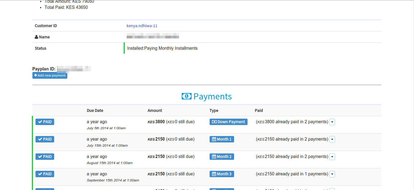 BBOX CRM customer payplan