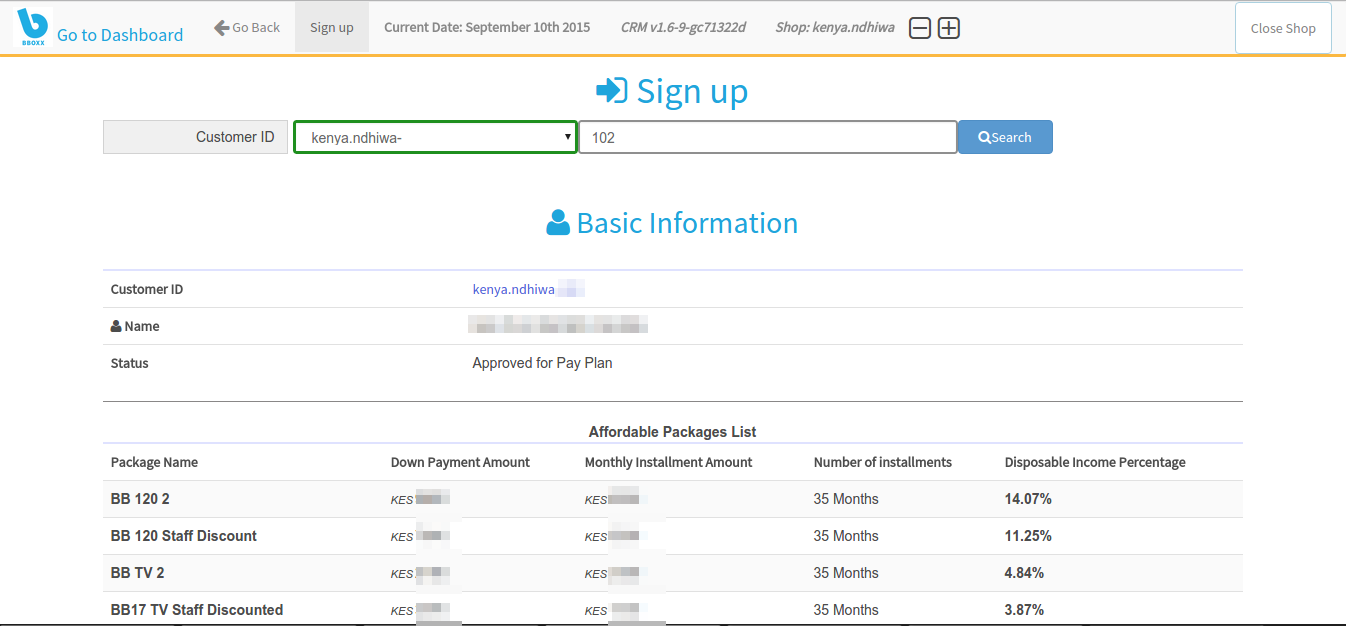 BBOX CRM client signup