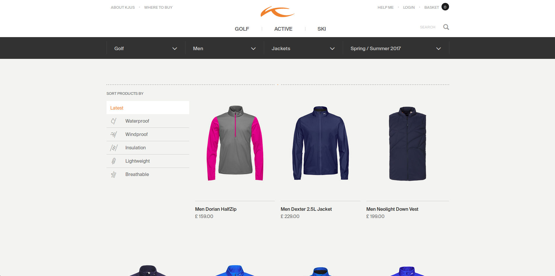 KJUS product page